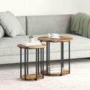 vidaXL Bijzettafelset met plank 2 pcs Zwart Eiken