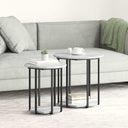 vidaXL Bijzettafelset met plank 2 pcs Zwart Eiken