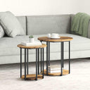 vidaXL Bijzettafelset met plank 2 pcs Zwart Eiken