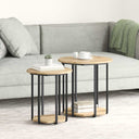vidaXL Bijzettafelset met plank 2 pcs Zwart Eiken