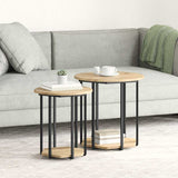 vidaXL Bijzettafelset met plank 2 pcs Zwart Eiken