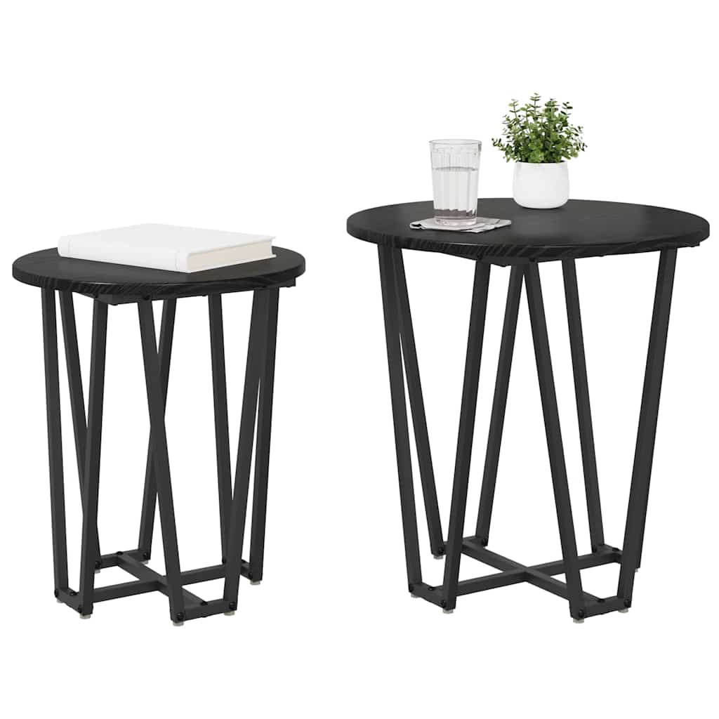 vidaXL Side Table Set 2 pcs Black Oak