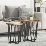 vidaXL Side Table Set 2 pcs Black Oak