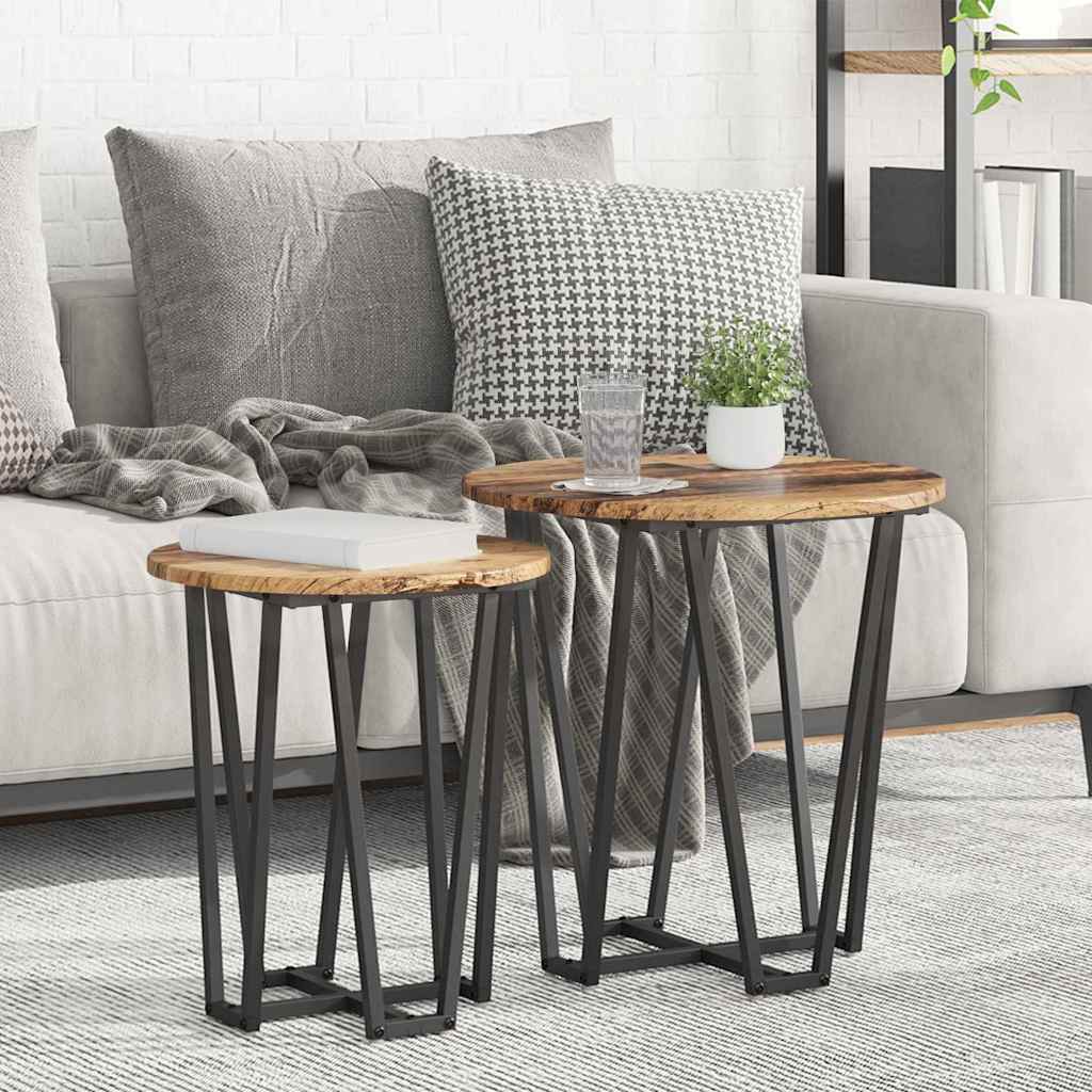 vidaXL Side Table Set 2 pcs Black Oak