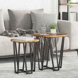 vidaXL Side Table Set 2 pcs Black Oak