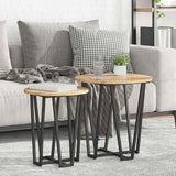 vidaXL Side Table Set 2 pcs Black Oak