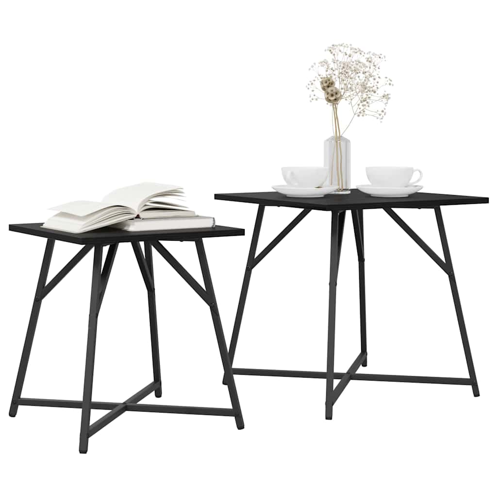 vidaXL Bijzettafelset 2 pcs Zwart Eiken