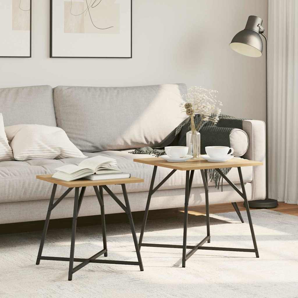 vidaXL Bijzettafelset 2 pcs Zwart Eiken