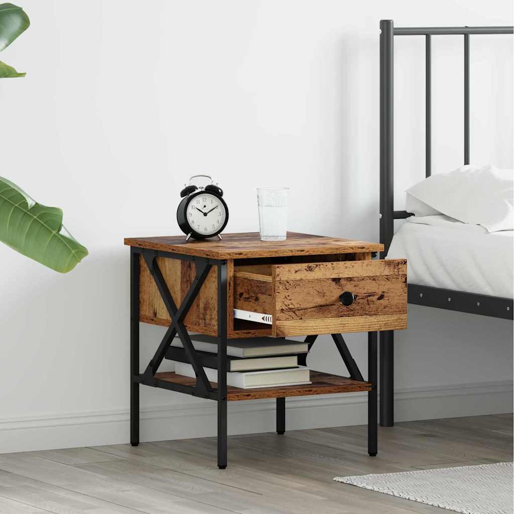 vidaXL Bedside cabinet 40x42x45 cm engineered wood black