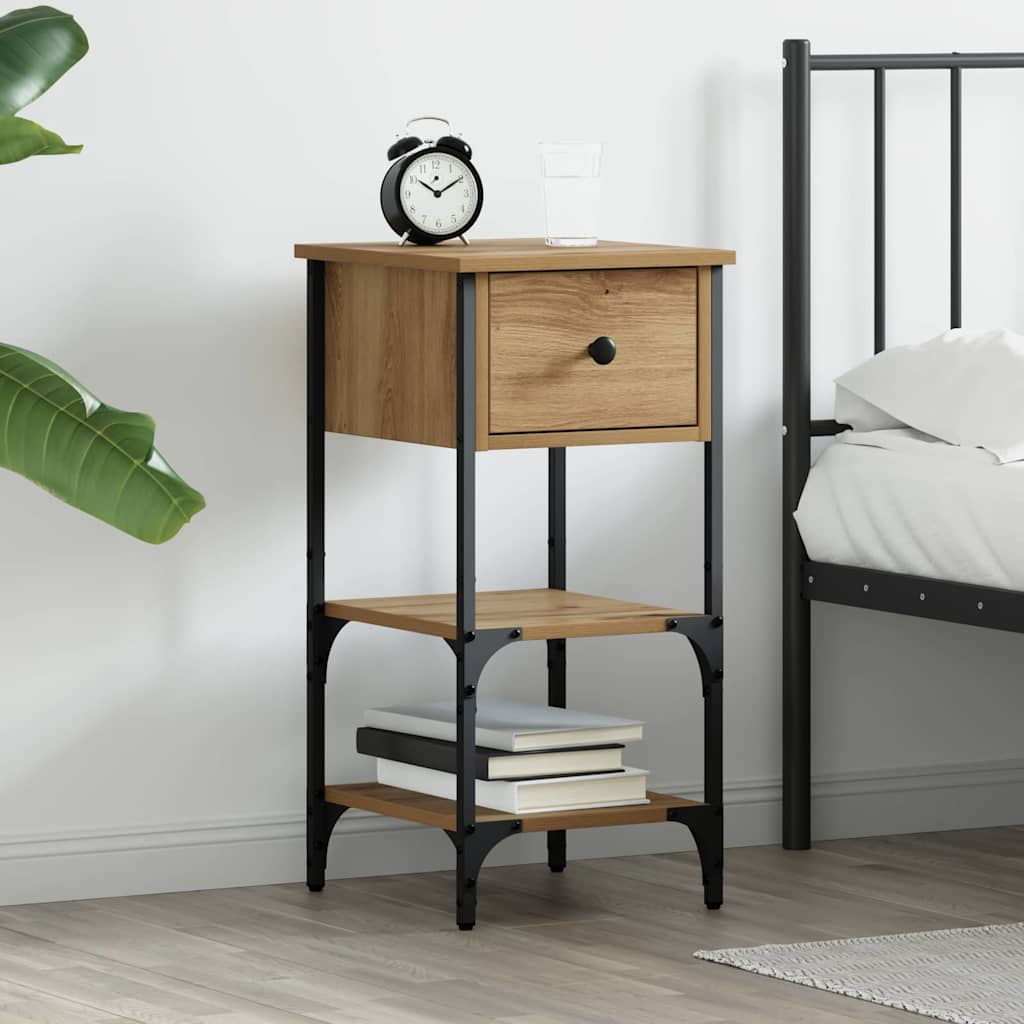 vidaXL Nachtkastjes 2 st 34x36x70 cm bewerkt hout zwart