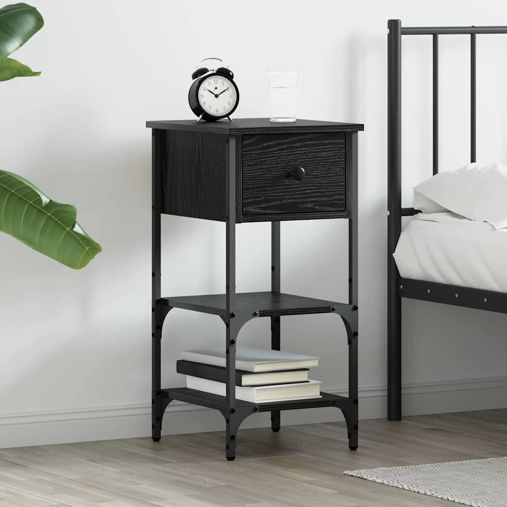 vidaXL Nachtkastjes 2 st 34x36x70 cm bewerkt hout zwart