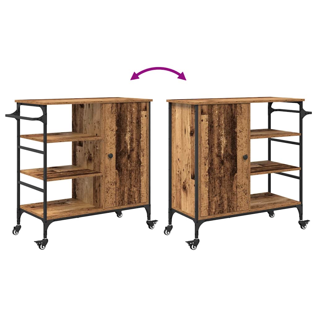 vidaXL Keukentrolley 87,5x38,5x84,5 cm bewerkt hout zwart