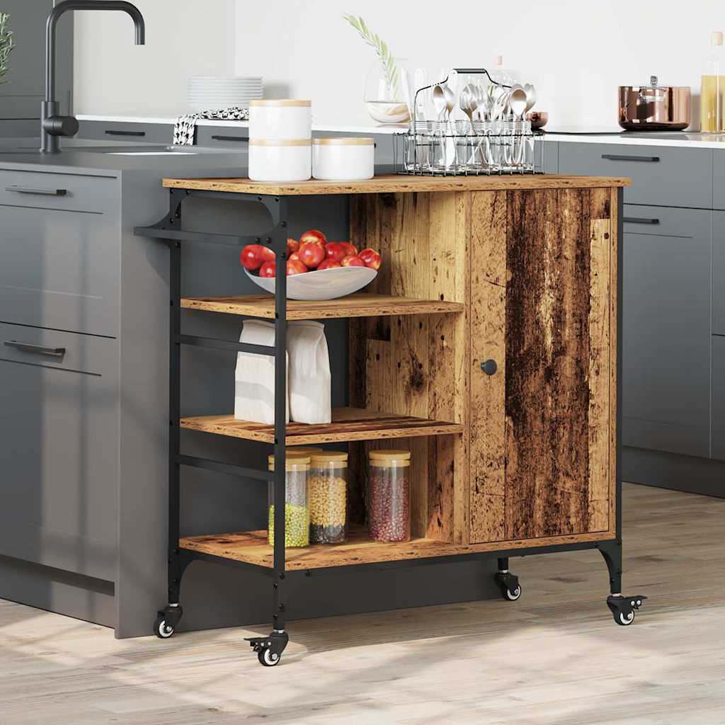 vidaXL Keukentrolley 87,5x38,5x84,5 cm bewerkt hout zwart