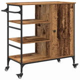 vidaXL Keukentrolley 87,5x38,5x84,5 cm bewerkt hout zwart