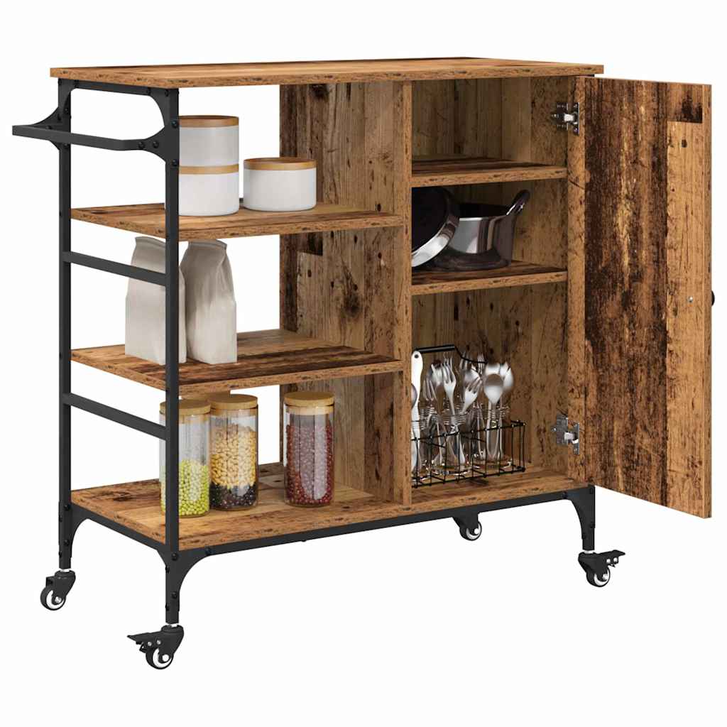 vidaXL Keukentrolley 87,5x38,5x84,5 cm bewerkt hout zwart