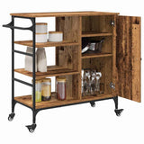 vidaXL Keukentrolley 87,5x38,5x84,5 cm bewerkt hout zwart