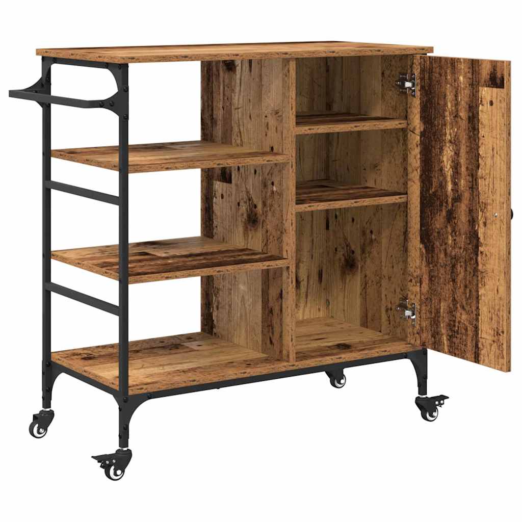 vidaXL Keukentrolley 87,5x38,5x84,5 cm bewerkt hout zwart