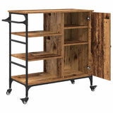 vidaXL Keukentrolley 87,5x38,5x84,5 cm bewerkt hout zwart