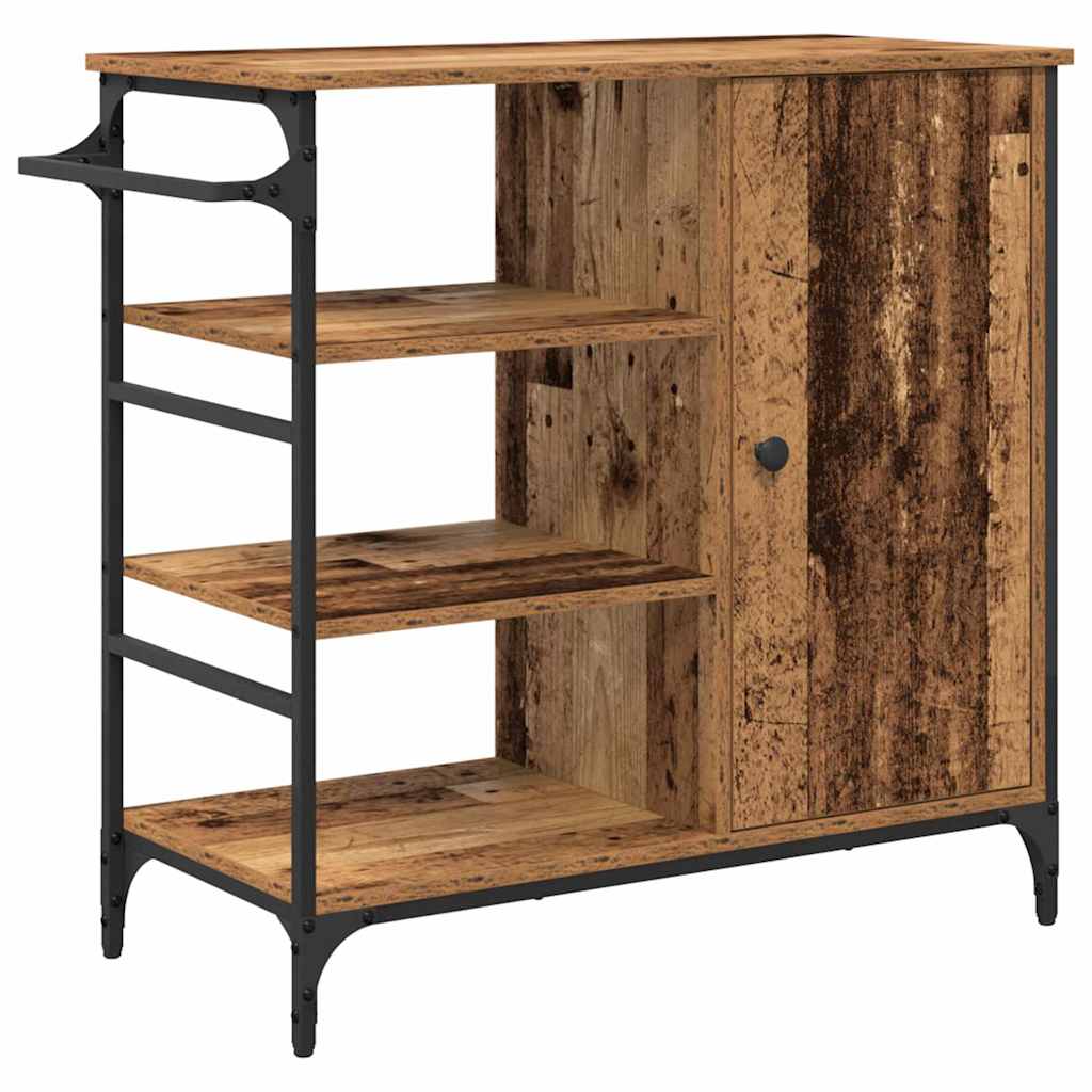 vidaXL Keukentrolley 87,5x38,5x84,5 cm bewerkt hout zwart