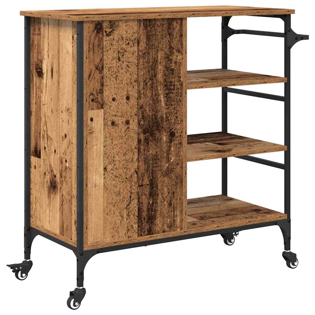 vidaXL Keukentrolley 87,5x38,5x84,5 cm bewerkt hout zwart