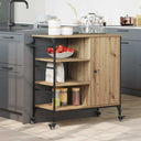 vidaXL Keukentrolley 87,5x38,5x84,5 cm bewerkt hout zwart