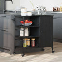 vidaXL Keukentrolley 87,5x38,5x84,5 cm bewerkt hout zwart