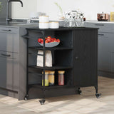 vidaXL Keukentrolley 87,5x38,5x84,5 cm bewerkt hout zwart