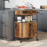 vidaXL Keukentrolley 56x43x89,5 cm bewerkt hout zwart