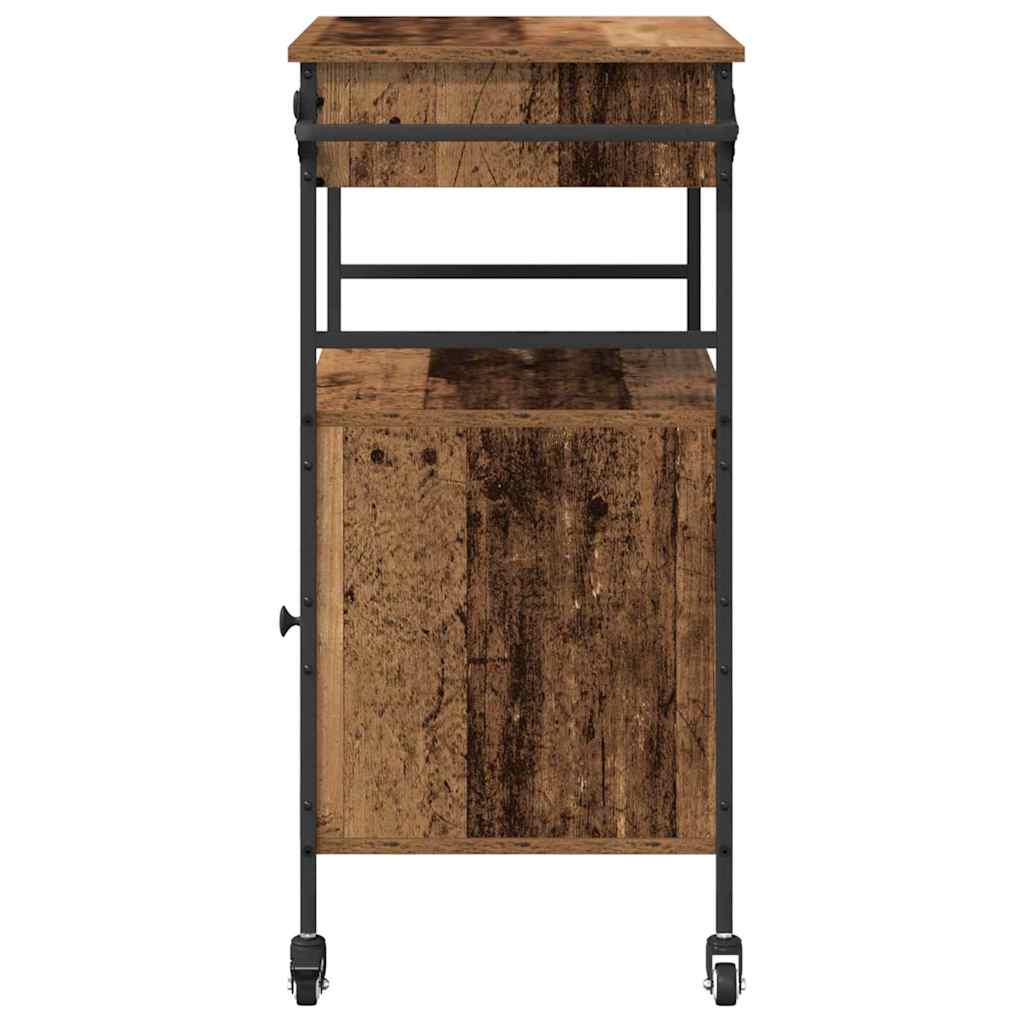vidaXL Keukentrolley 56x43x89,5 cm bewerkt hout zwart