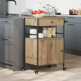 vidaXL Keukentrolley 56x43x89,5 cm bewerkt hout zwart