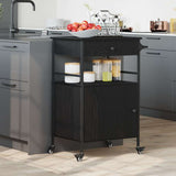 vidaXL Keukentrolley 56x43x89,5 cm bewerkt hout zwart