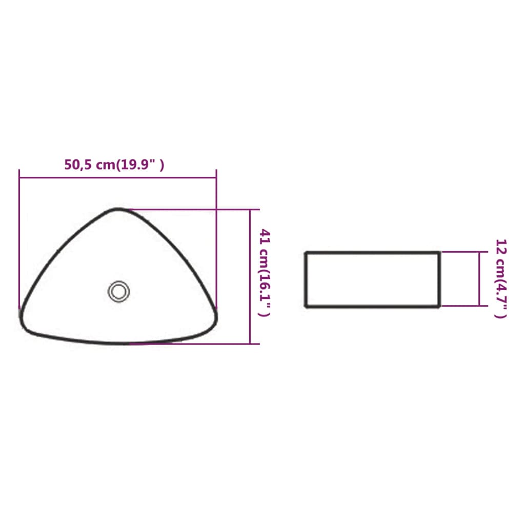 vidaXL Triangular Wash Basin white 50.5x41x12 cm ceramic