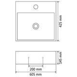 vidaXL Bathroom Sink with Faucet Hole White 51.5x38.5x15 cm Ceramic
