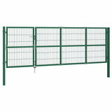 vidaXL Garden Gate with Posts 350x100 cm Steel Green