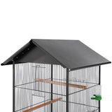 vidaXL Bird Cage with Roof Steel Black 66x66x155 cm