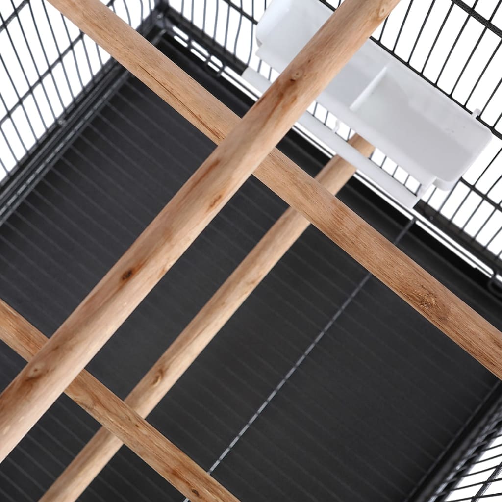 vidaXL Bird Cage with Roof Steel Black 66x66x155 cm