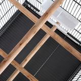 vidaXL Bird Cage with Roof Steel Black 66x66x155 cm