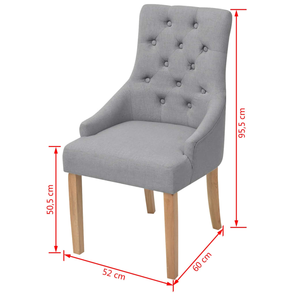 vidaXL Eetkamerstoelen 2 st stof lichtgrijs