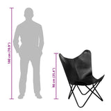 vidaXL Butterfly Chair Real Leather Black