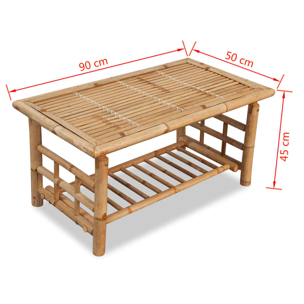 vidaXL Coffee table bamboo 90x50x45 cm