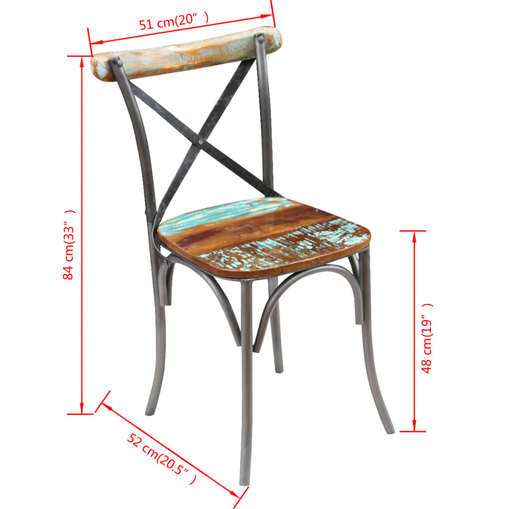 vidaXL Eetkamerstoelen 2 st massief gerecycled hout