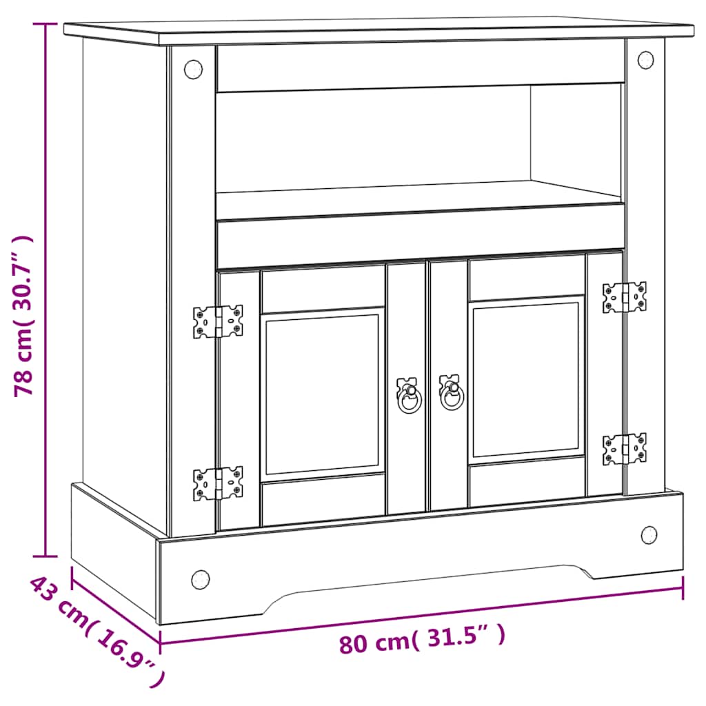vidaXL Tv-meubel Mexicaans grenenhout Corona-stijl 80x43x78 cm