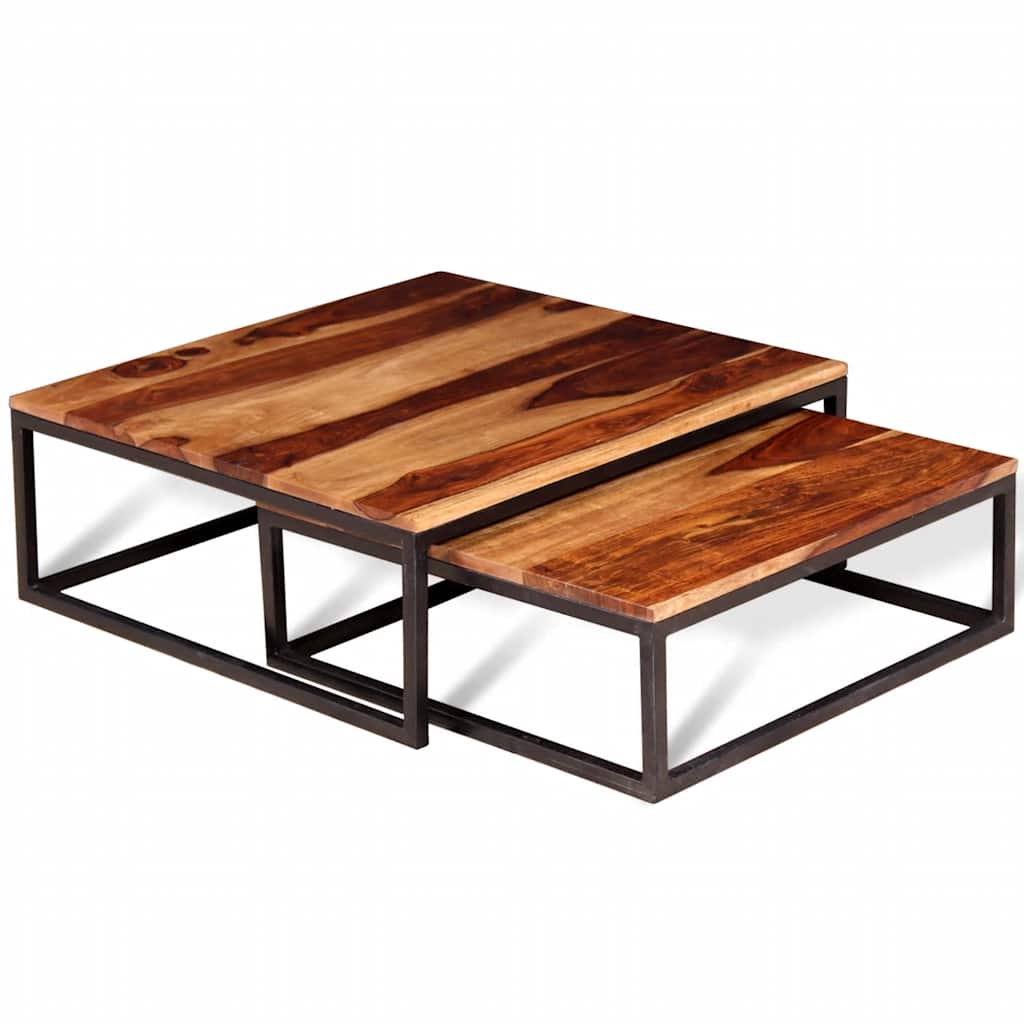 vidaXL 2-Piece Coffee Table Set Solid Acacia Wood