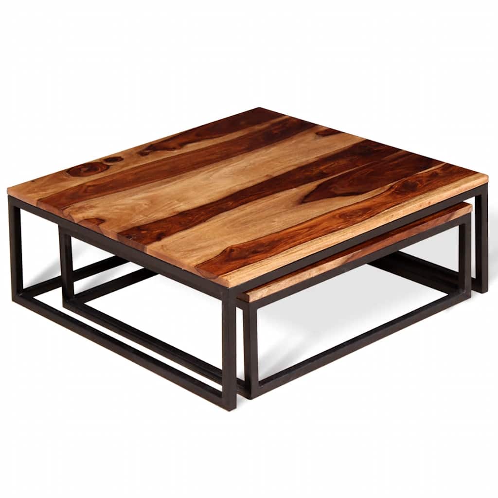 vidaXL 2-Piece Coffee Table Set Solid Acacia Wood