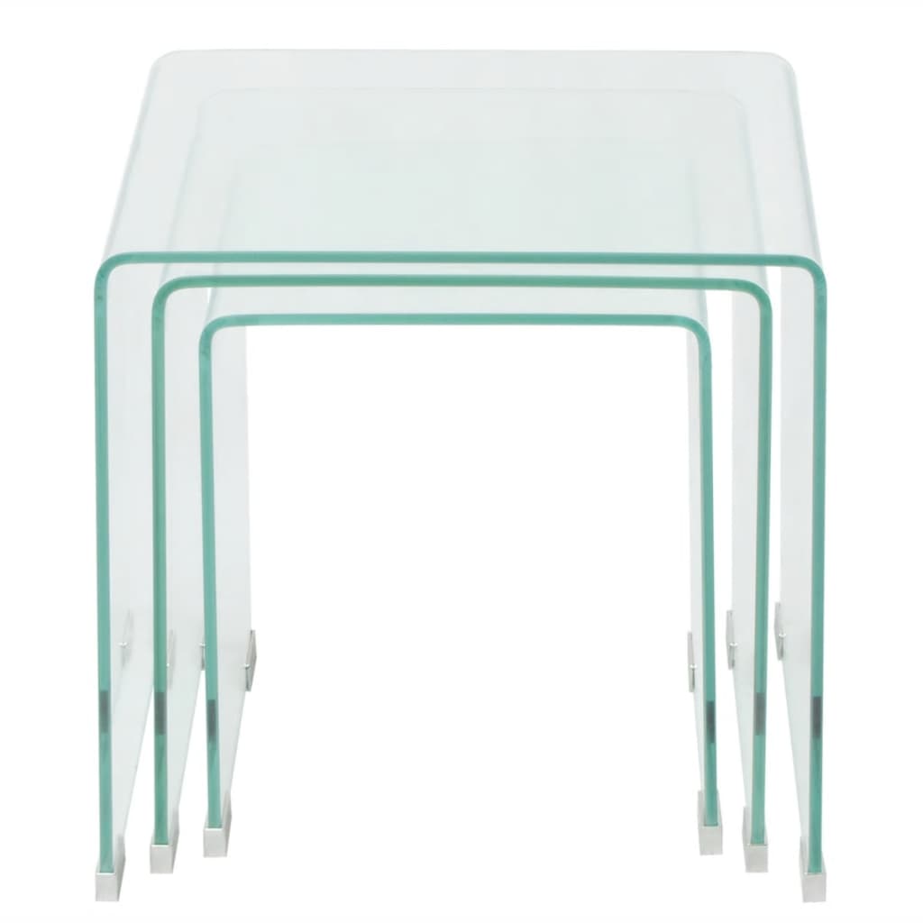 vidaXL Side Table Set 3-piece Transparent Tempered Glass