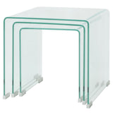 vidaXL Side Table Set 3-piece Transparent Tempered Glass