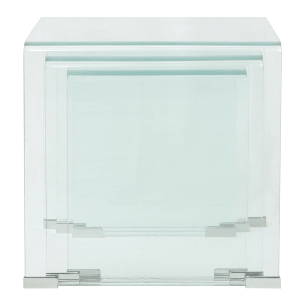vidaXL Side Table Set 3-piece Transparent Tempered Glass