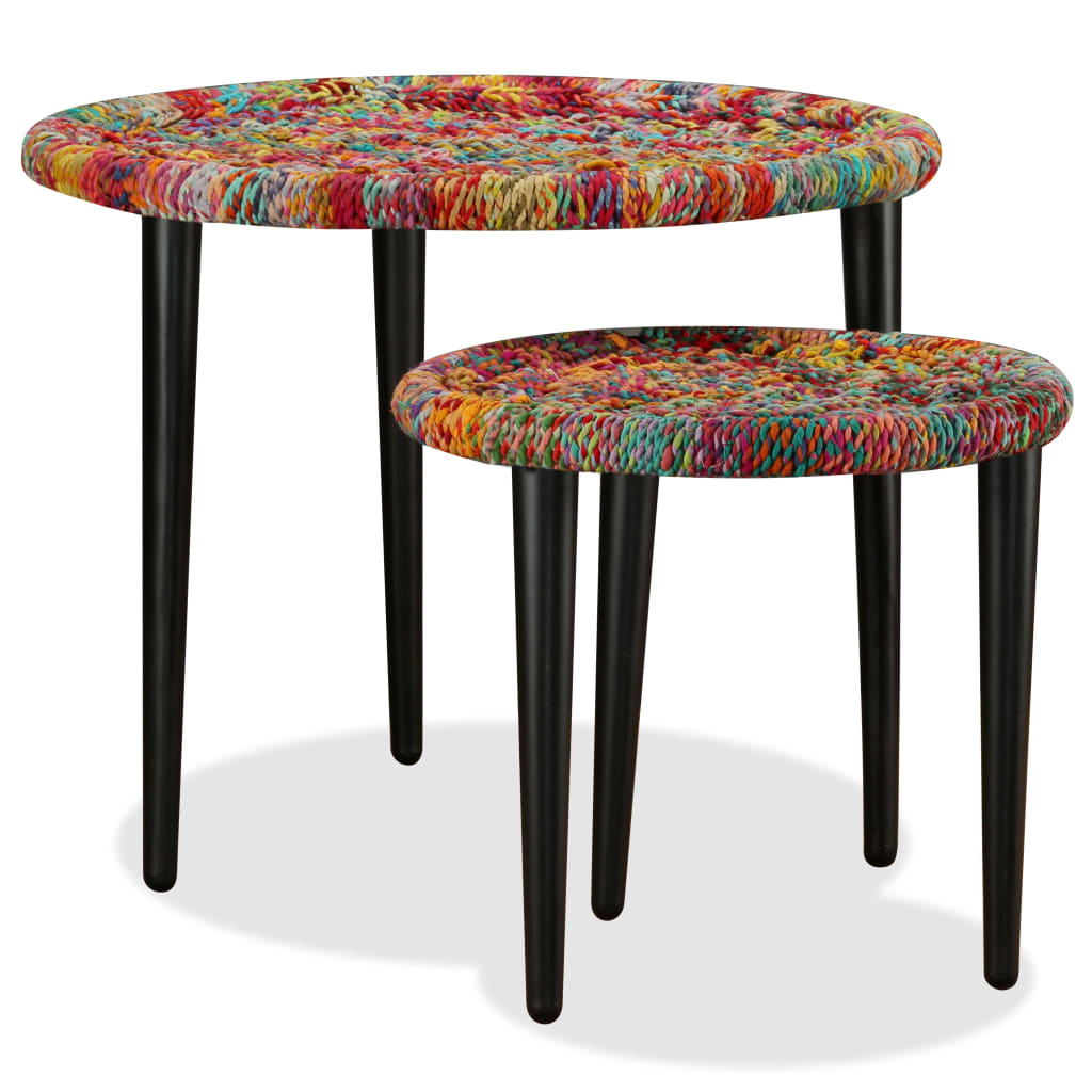 vidaXL Coffee Table Set Chindi Pattern Multicolour 2-piece