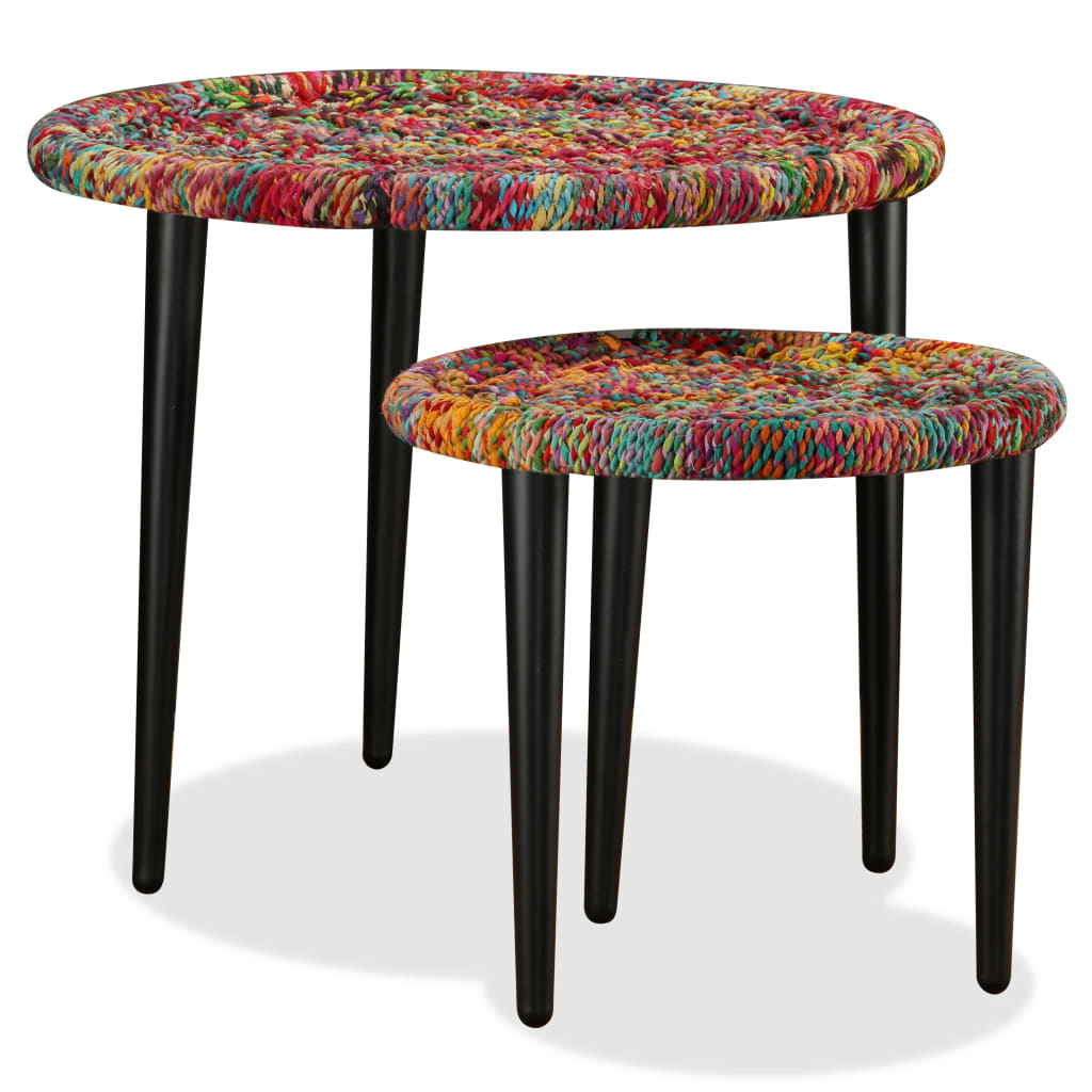 vidaXL Coffee Table Set Chindi Pattern Multicolour 2-piece
