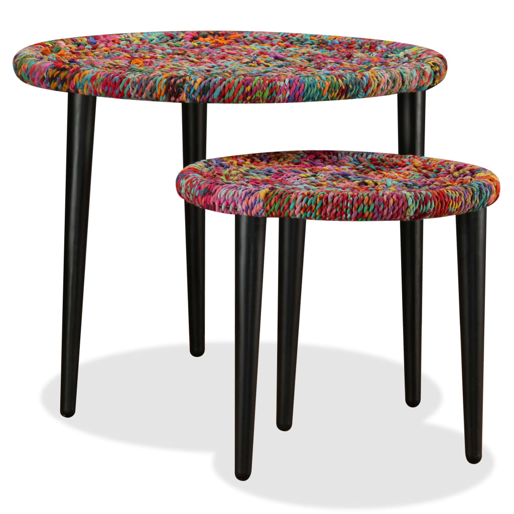 vidaXL Coffee Table Set Chindi Pattern Multicolour 2-piece